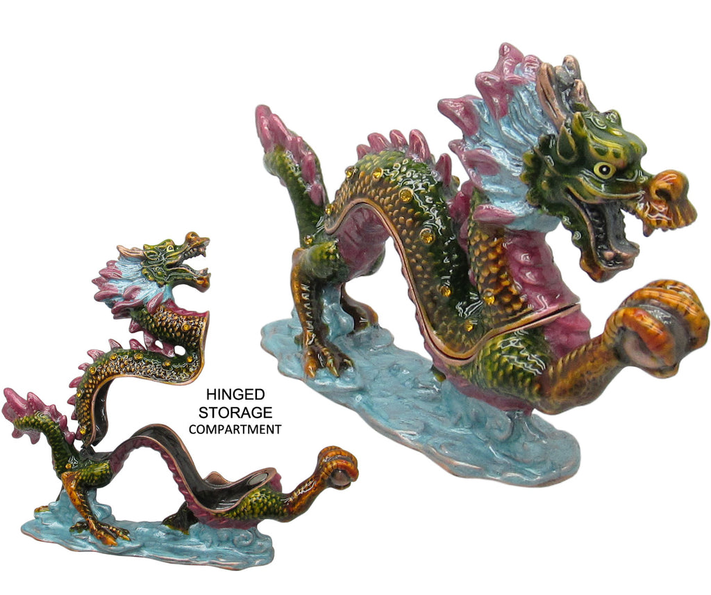 Dragon Jeweled Trinket Box Austrian Crystals, Blue