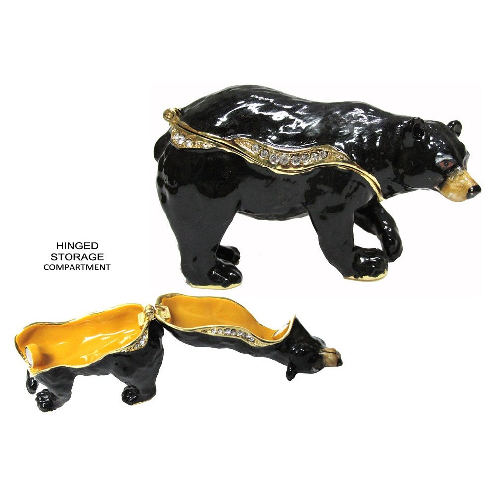 Black Bear Jeweled Trinket Box Austrian Crystals