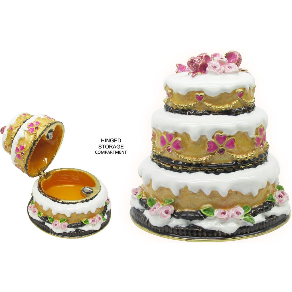 Wedding Cake Jeweled Trinket Box Austrian Crystals