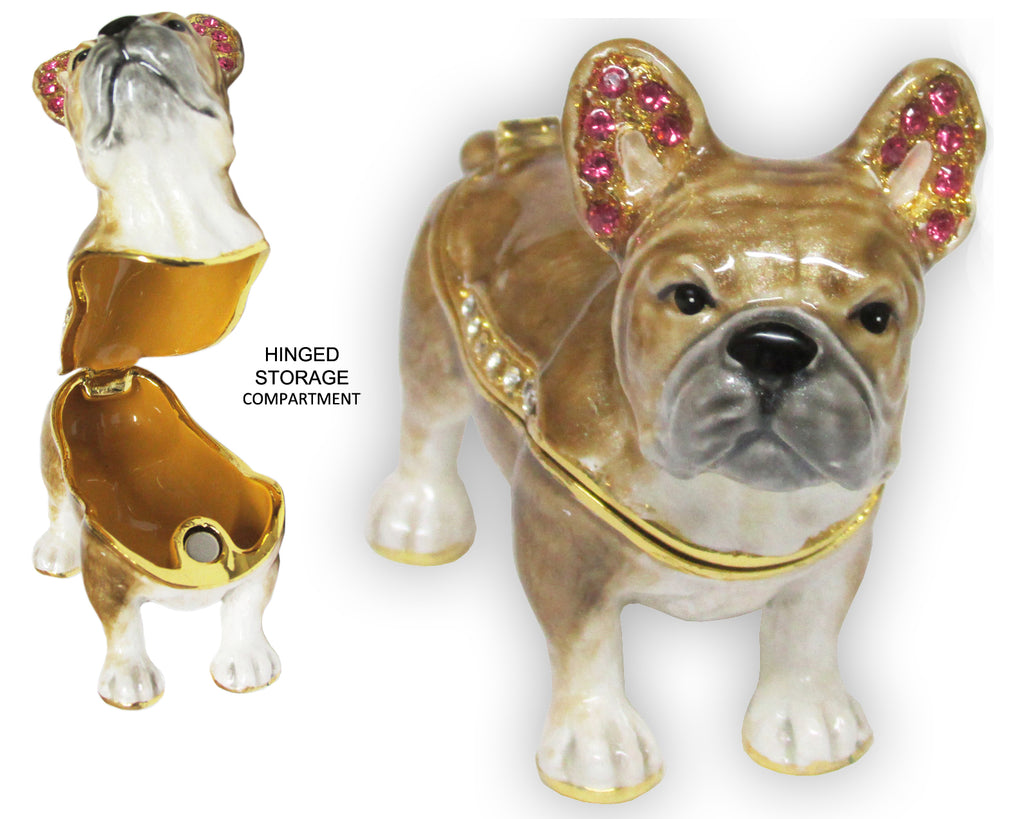 French Bulldog Jeweled Trinket Box Austrian Crystals