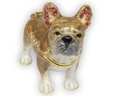 French Bulldog Jeweled Trinket Box Austrian Crystals