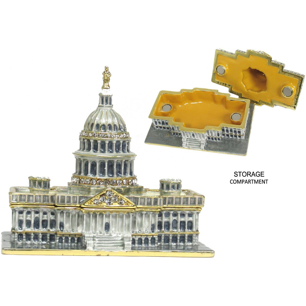 US Capitol Building Jeweled Trinket Box Austrian Crystals
