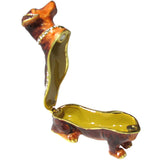 Dachshund Jeweled Trinket Box Austrian Crystals, Brown