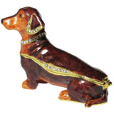 Dachshund Jeweled Trinket Box Austrian Crystals, Brown