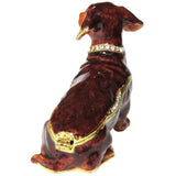 Dachshund Jeweled Trinket Box Austrian Crystals, Brown
