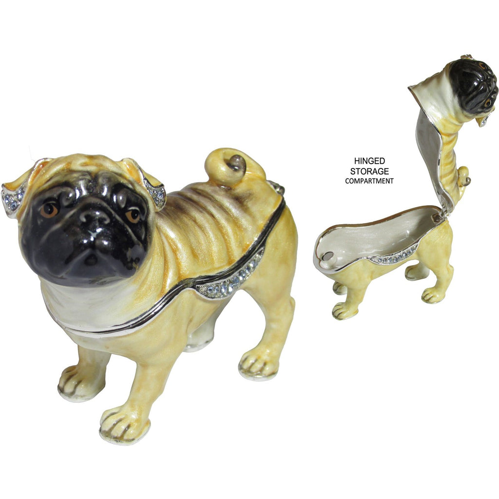 Pug Jeweled Trinket Box Austrian Crystals