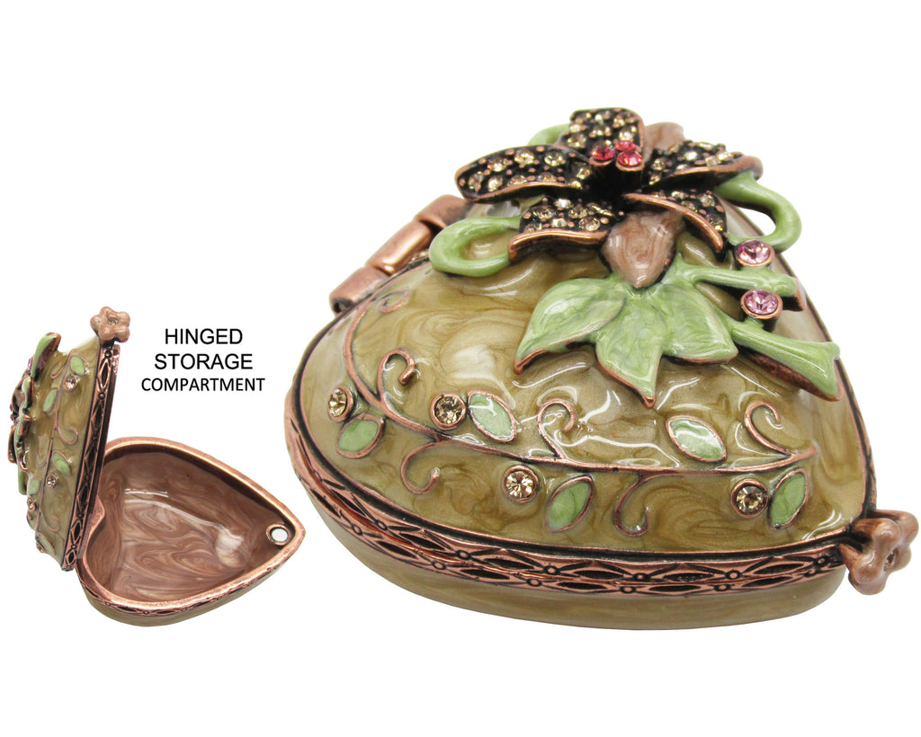 Mini Heart Jeweled Trinket Box Austrian Crystals,