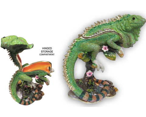 Iguana Jeweled Trinket Box with Austrian Crystals