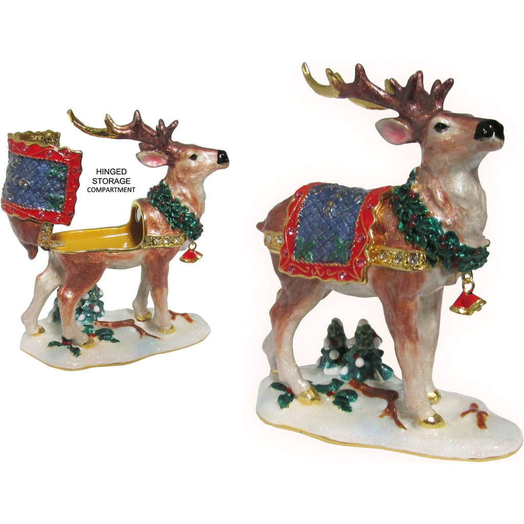 Reindeer Jeweled Trinket Box Austrian Crystals