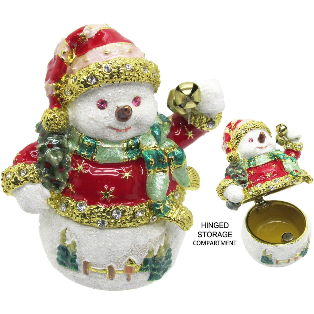 Snowman Jeweled Trinket Box Austrian Crystals