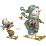 Skiing Snowman Jeweled Trinket Box Austrian Crystals