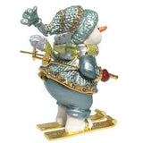 Skiing Snowman Jeweled Trinket Box Austrian Crystals