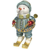 Skiing Snowman Jeweled Trinket Box Austrian Crystals