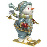Skiing Snowman Jeweled Trinket Box Austrian Crystals