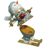 Skiing Snowman Jeweled Trinket Box Austrian Crystals