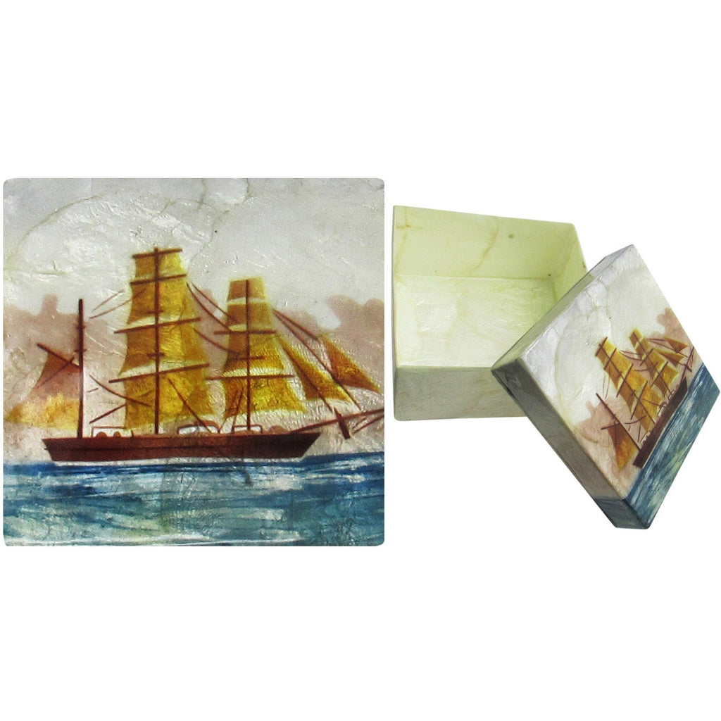 Capiz Shell Trinket Box, ", Sailship