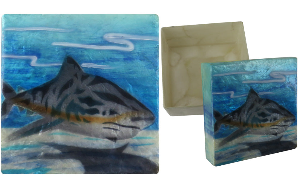 Capiz Shell Trinket Box, 3", Shark