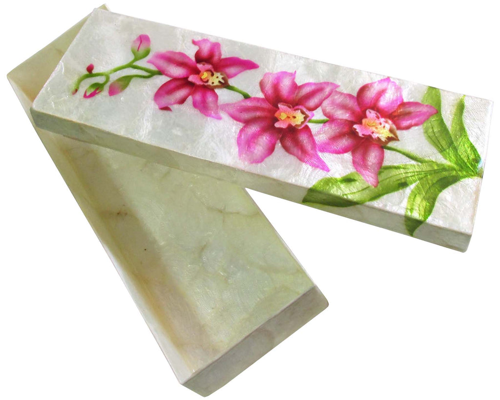 Capiz Shell Trinket Box, ", Orchids