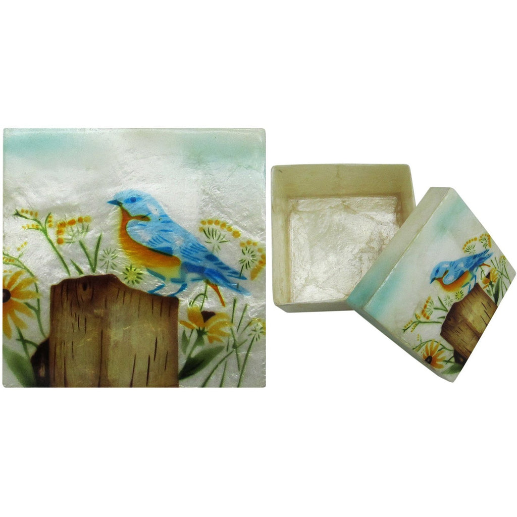 Capiz Shell Trinket Box, ", Bluebird