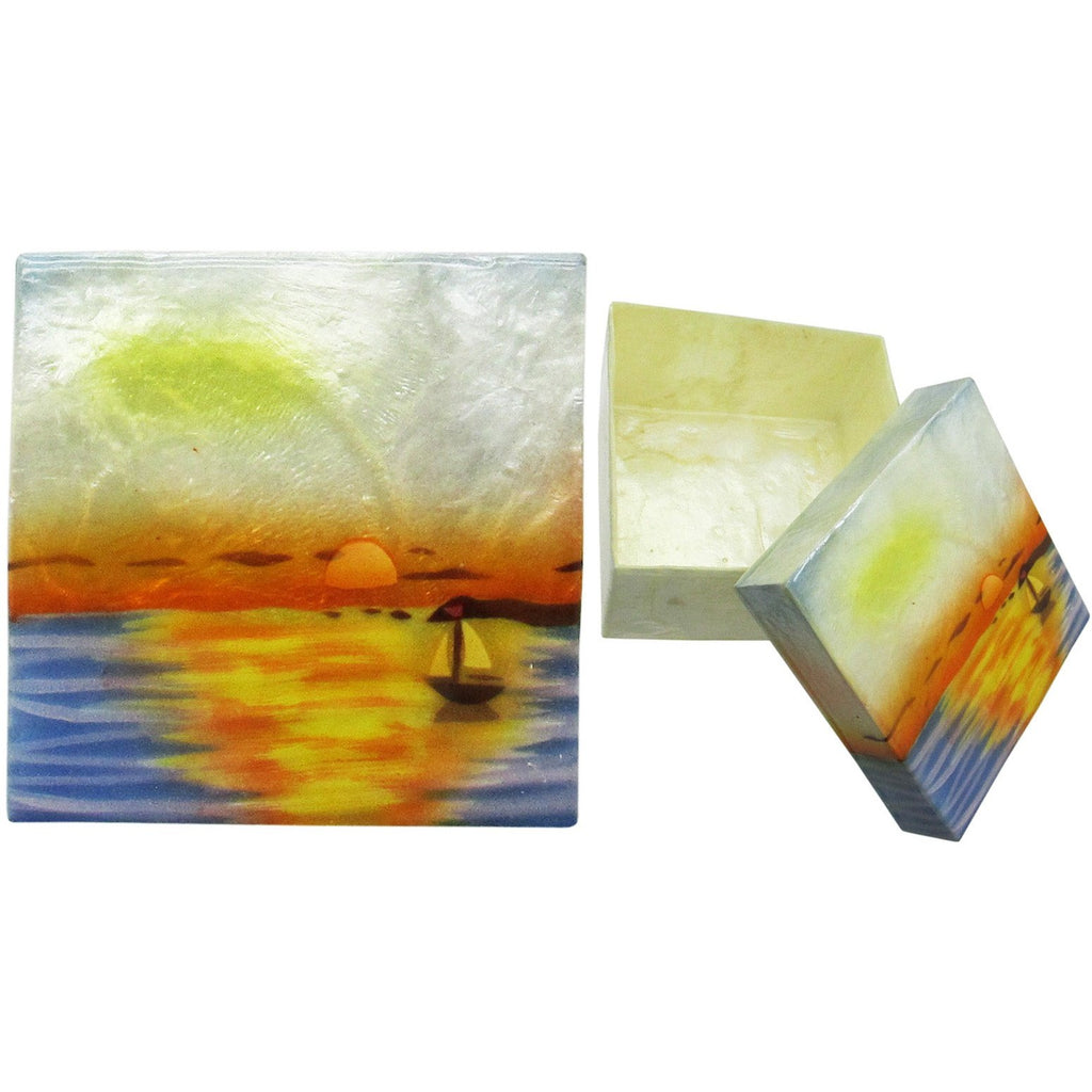 Capiz Shell Trinket Box, ", Sunset