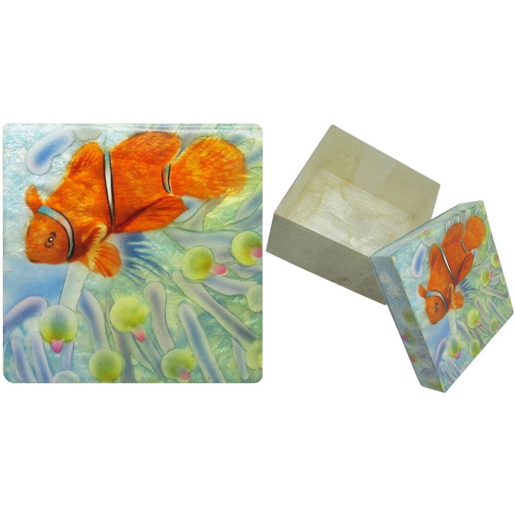Capiz Shell Trinket Box, ", Clownfish