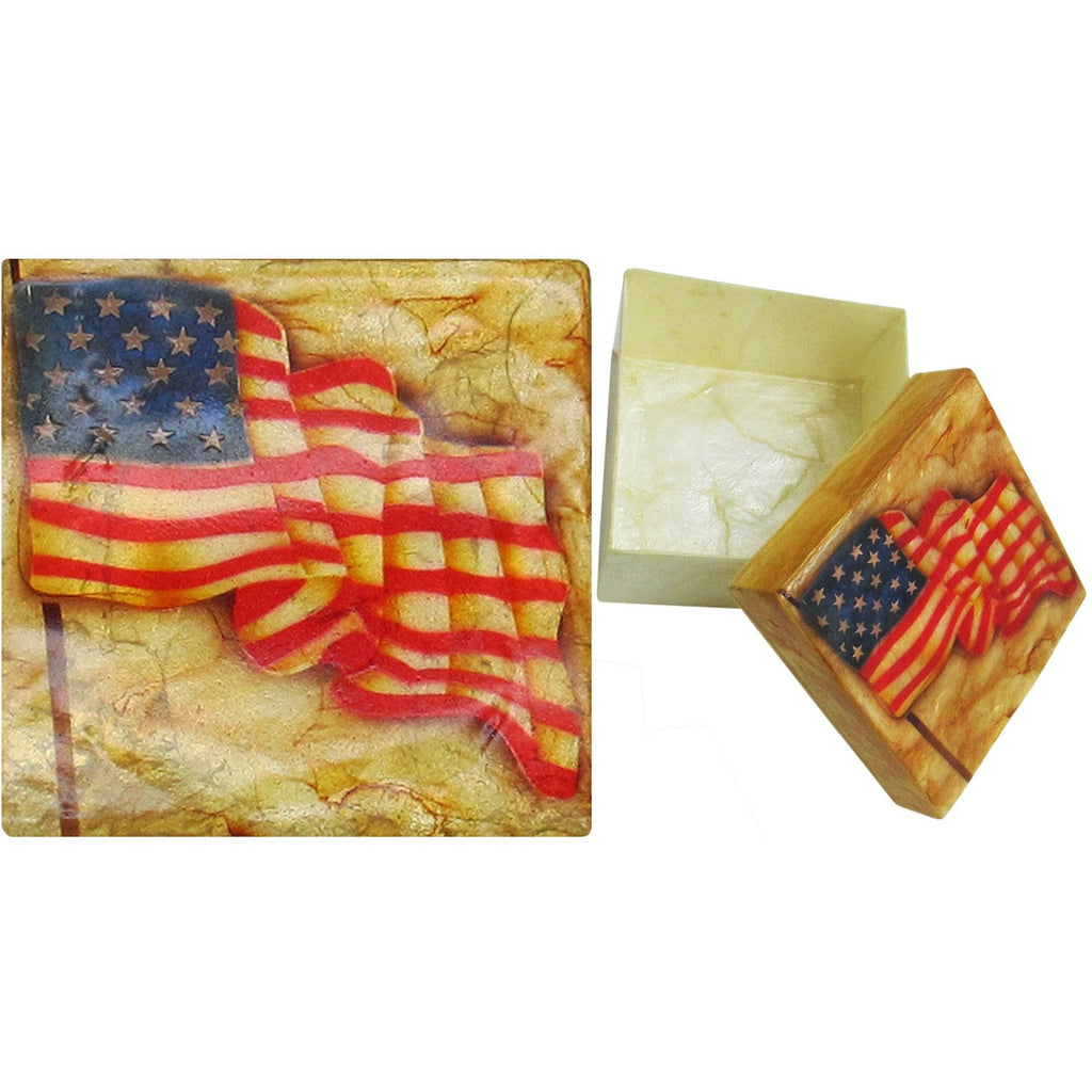 Capiz Shell Trinket Box, ", US Flag