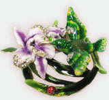 Hummingbird Glass Jeweled Trinket Box