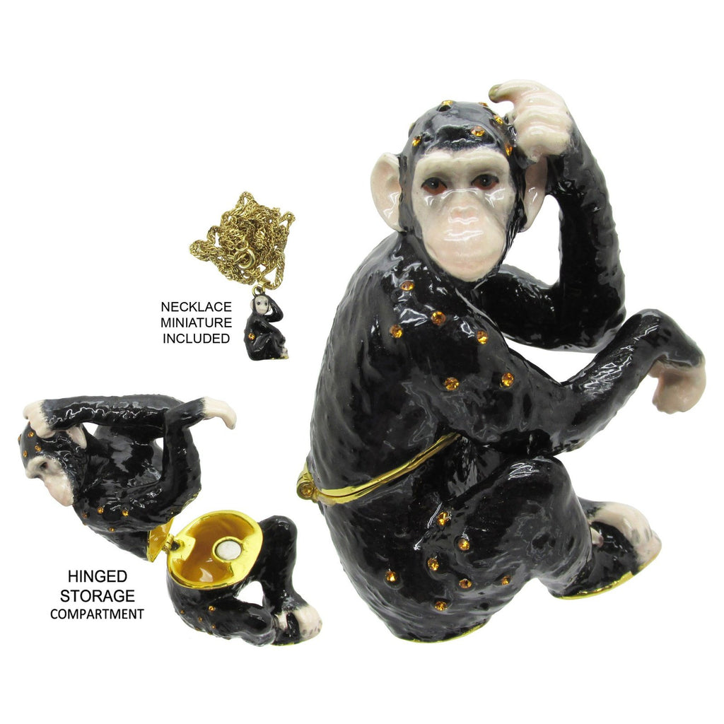 Monkey Jeweled Trinket Box Austrian Crystals