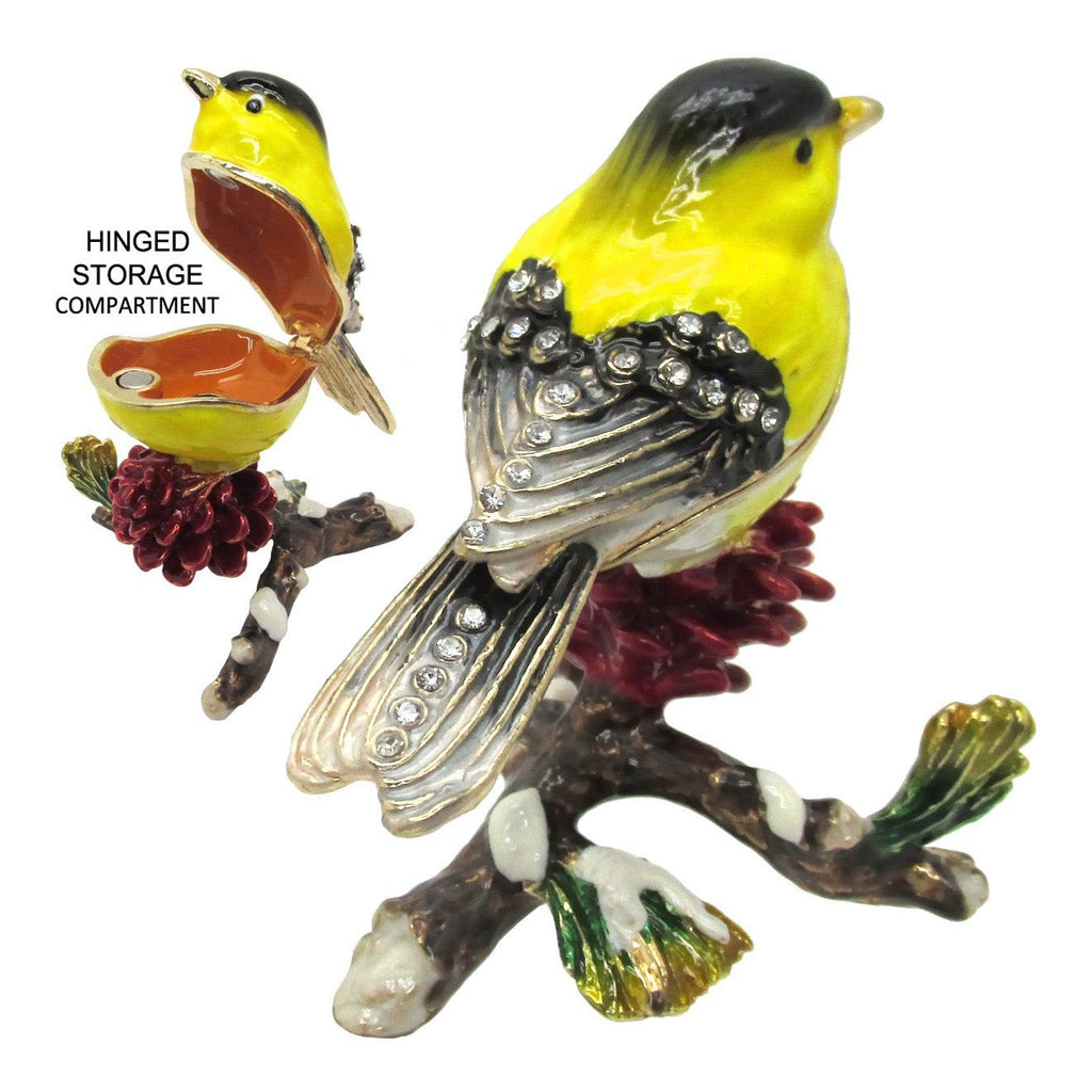 Chickadee Jeweled Trinket Box SWAROVSKI Crystals,