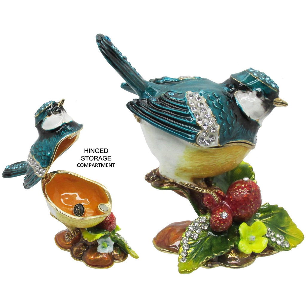 Blue Jay Jeweled Trinket Box SWAROVSKI Crystals,