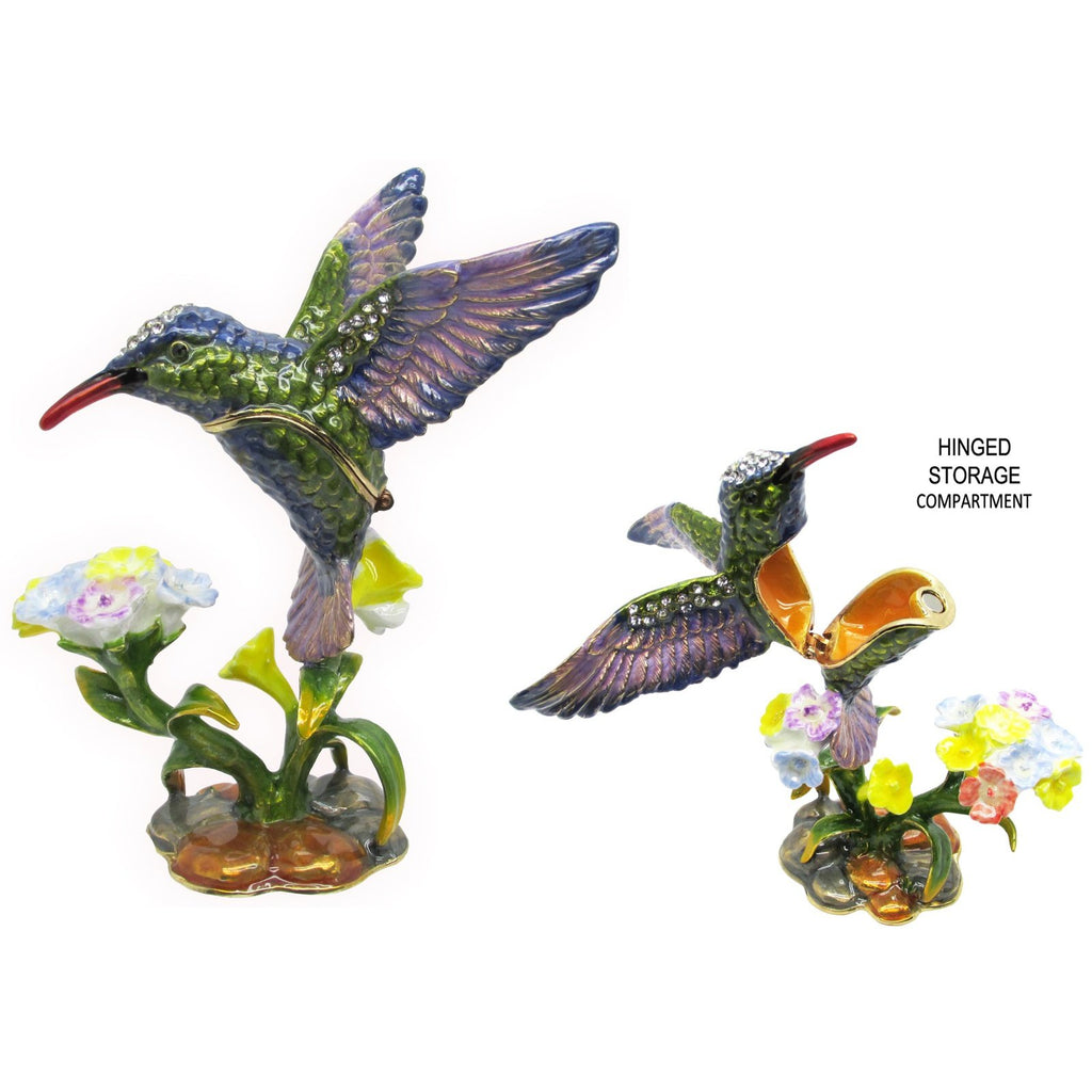 Hummingbird Jeweled Trinket Box SWAROVSKI Crystals,