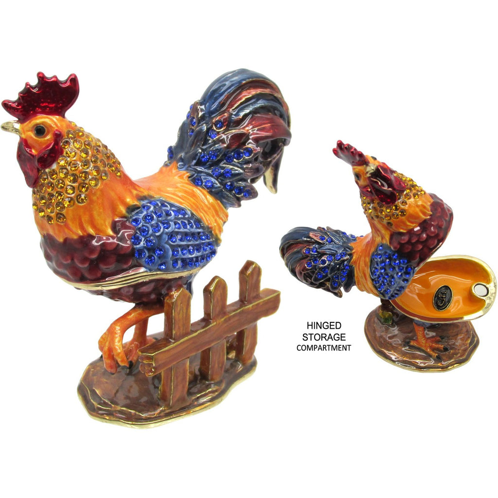 Rooster Jeweled Trinket Box SWAROVSKI Crystals