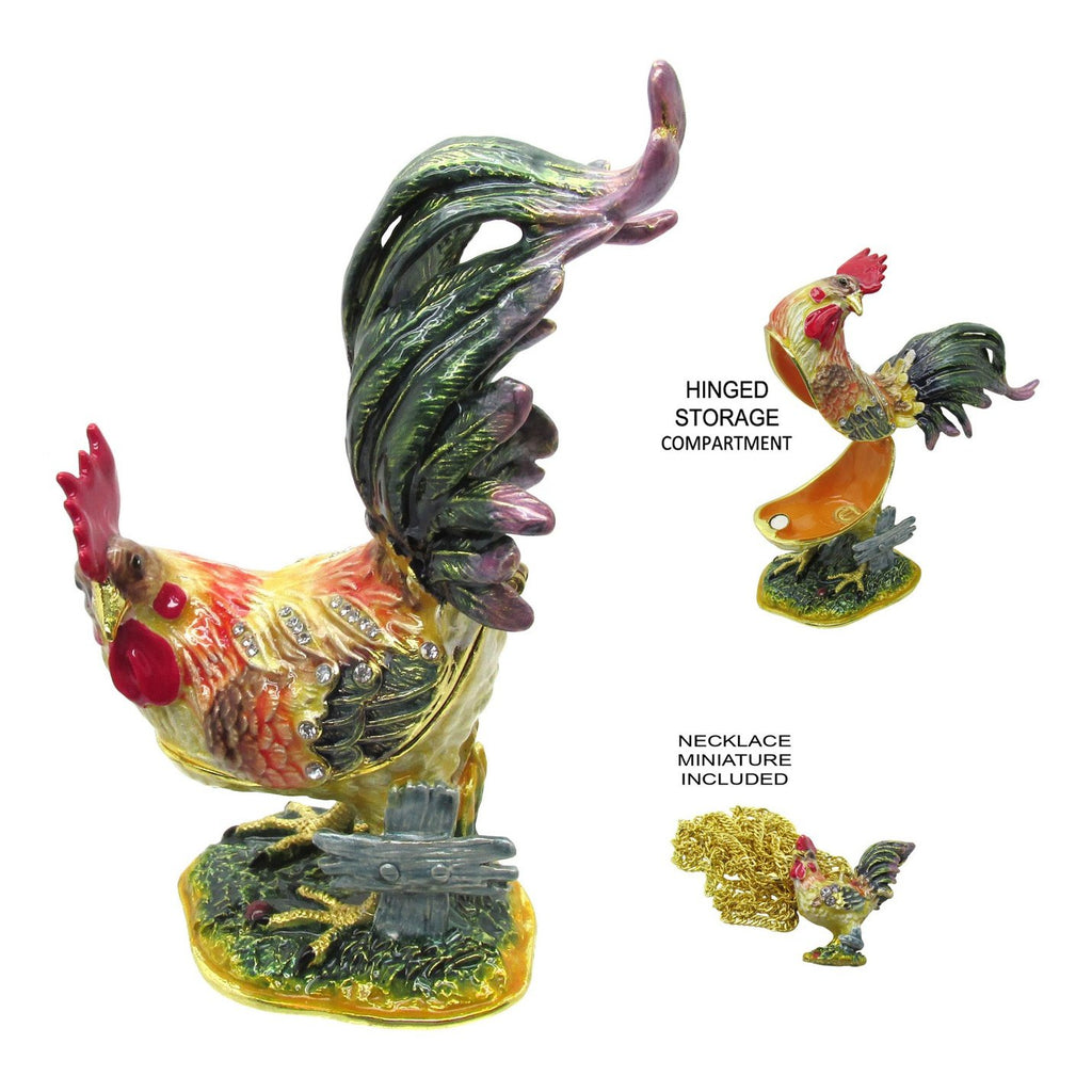 Rooster Jeweled Trinket Box Austrian Crystals