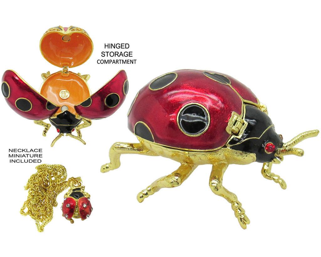 Ladybug Jeweled Trinket Box Austrian Crystals