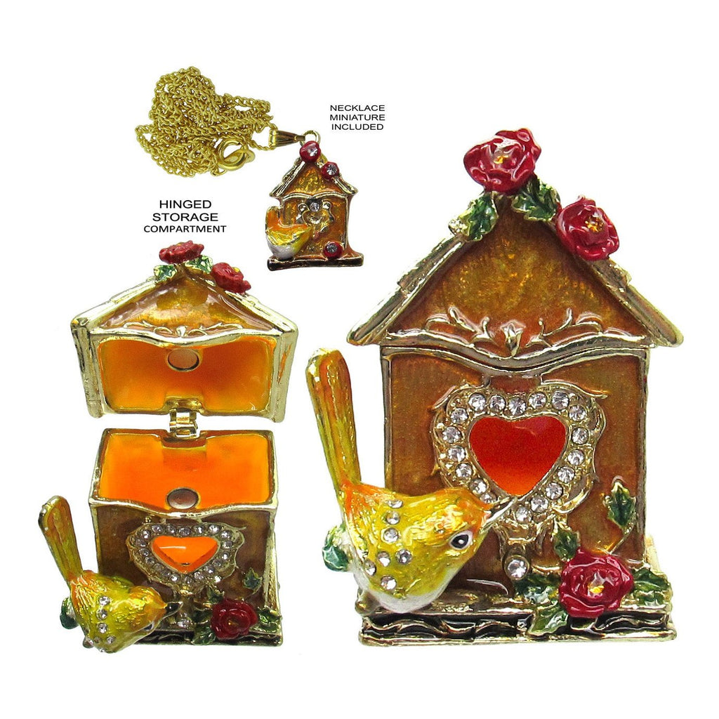 Birdhouse Jeweled Trinket Box Austrian Crystals