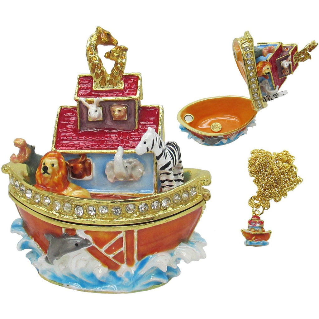 Noah's Ark Jeweled Trinket Box Austrian Crystals,