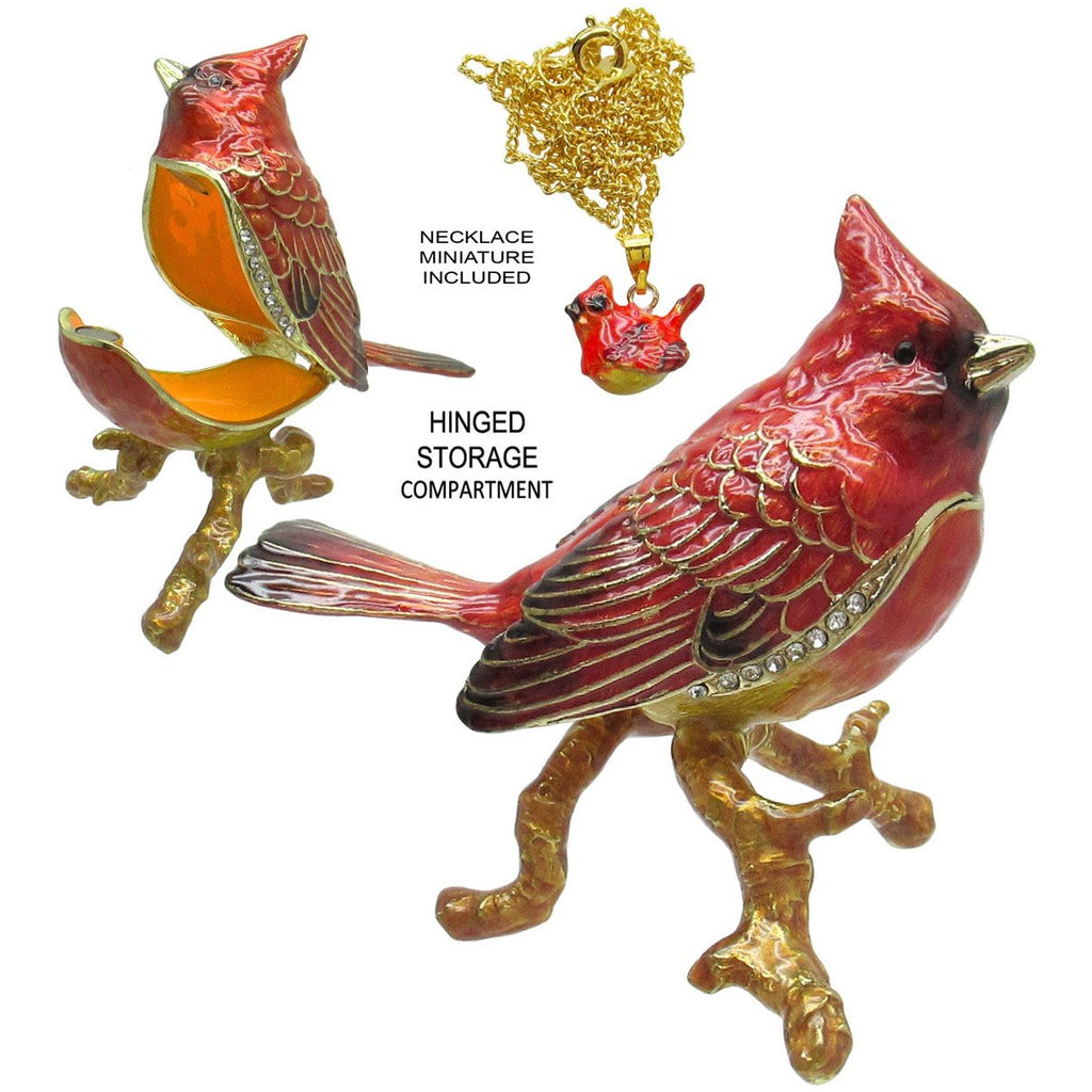 Cardinal Jeweled Trinket Box Austrian Crystals