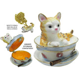 Cat Soup Bowl Jeweled Trinket Box Austrian Crystals