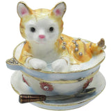 Cat Soup Bowl Jeweled Trinket Box Austrian Crystals