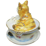 Cat Soup Bowl Jeweled Trinket Box Austrian Crystals
