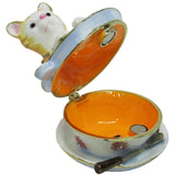 Cat Soup Bowl Jeweled Trinket Box Austrian Crystals