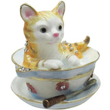 Cat Soup Bowl Jeweled Trinket Box Austrian Crystals