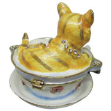 Cat Soup Bowl Jeweled Trinket Box Austrian Crystals