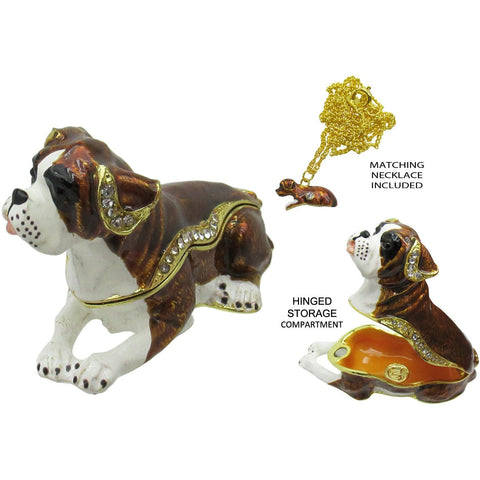 Boxer Puppy Jeweled Trinket Box Austrian Crystals