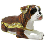 Boxer Puppy Jeweled Trinket Box Austrian Crystals