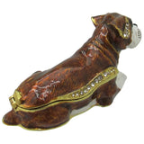 Boxer Puppy Jeweled Trinket Box Austrian Crystals