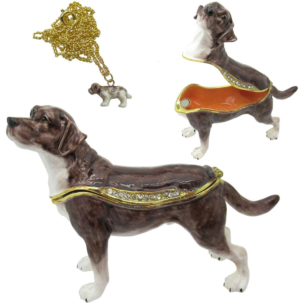 Labrador Retriever Jeweled Trinket Box Austrian Crystals, Brown