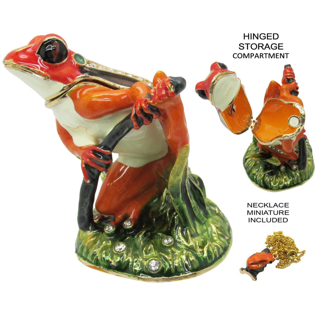 Tree Frog Jeweled Trinket Box Austrian Crystals
