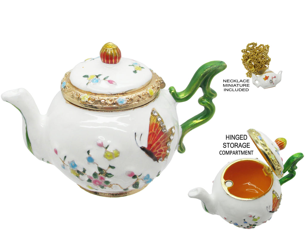 Teapot Jeweled Trinket Box Austrian Crystals