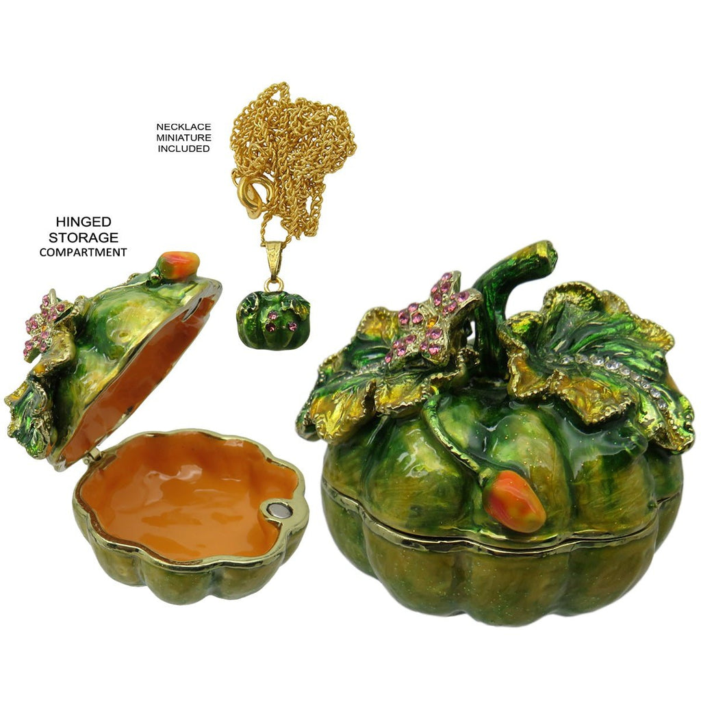 Pumpkin Jeweled Trinket Box Austrian Crystals
